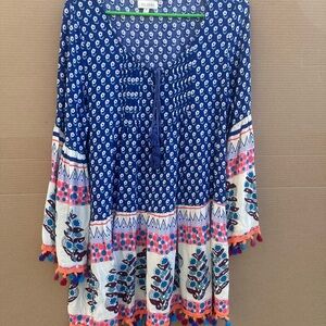 Velzera Navy and White Boho Mini Dress